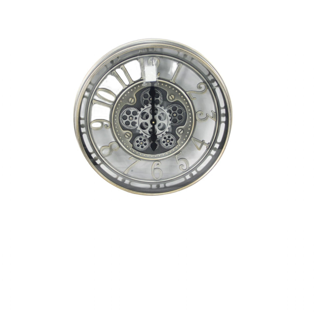 Industrial Silver Skeleton Gear Decorative Wall Clock