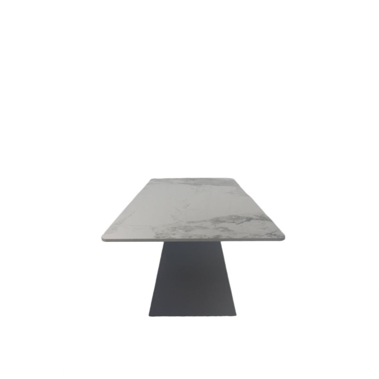 Modern White Ceramic Coffee Table with Black Architectural Legs