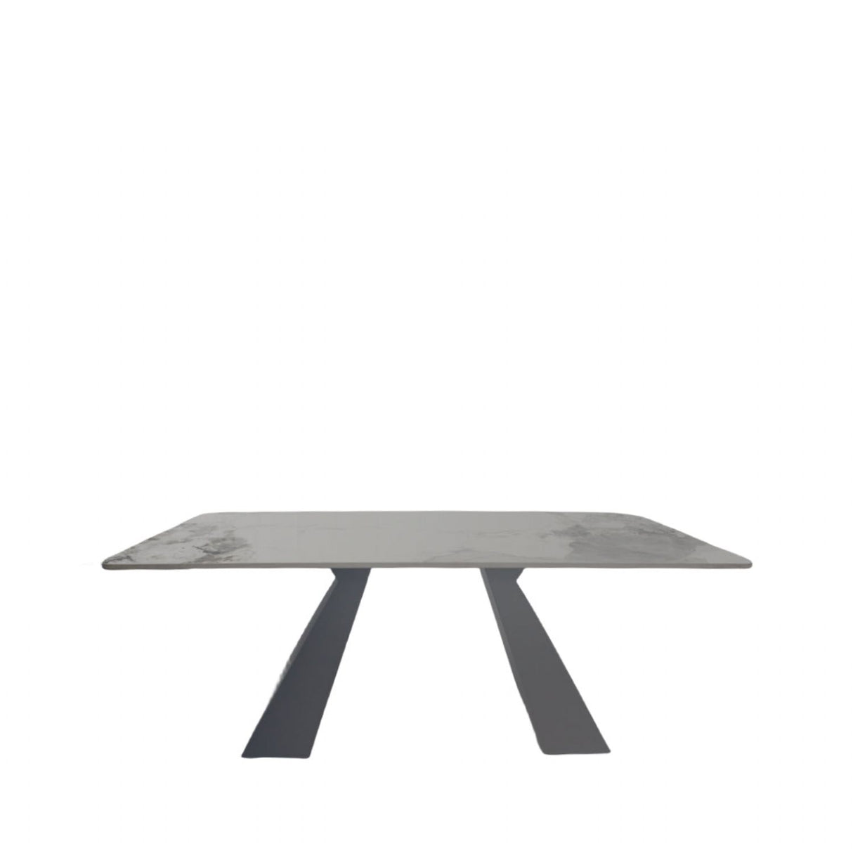 Modern White Ceramic Coffee Table with Black Architectural Legs
