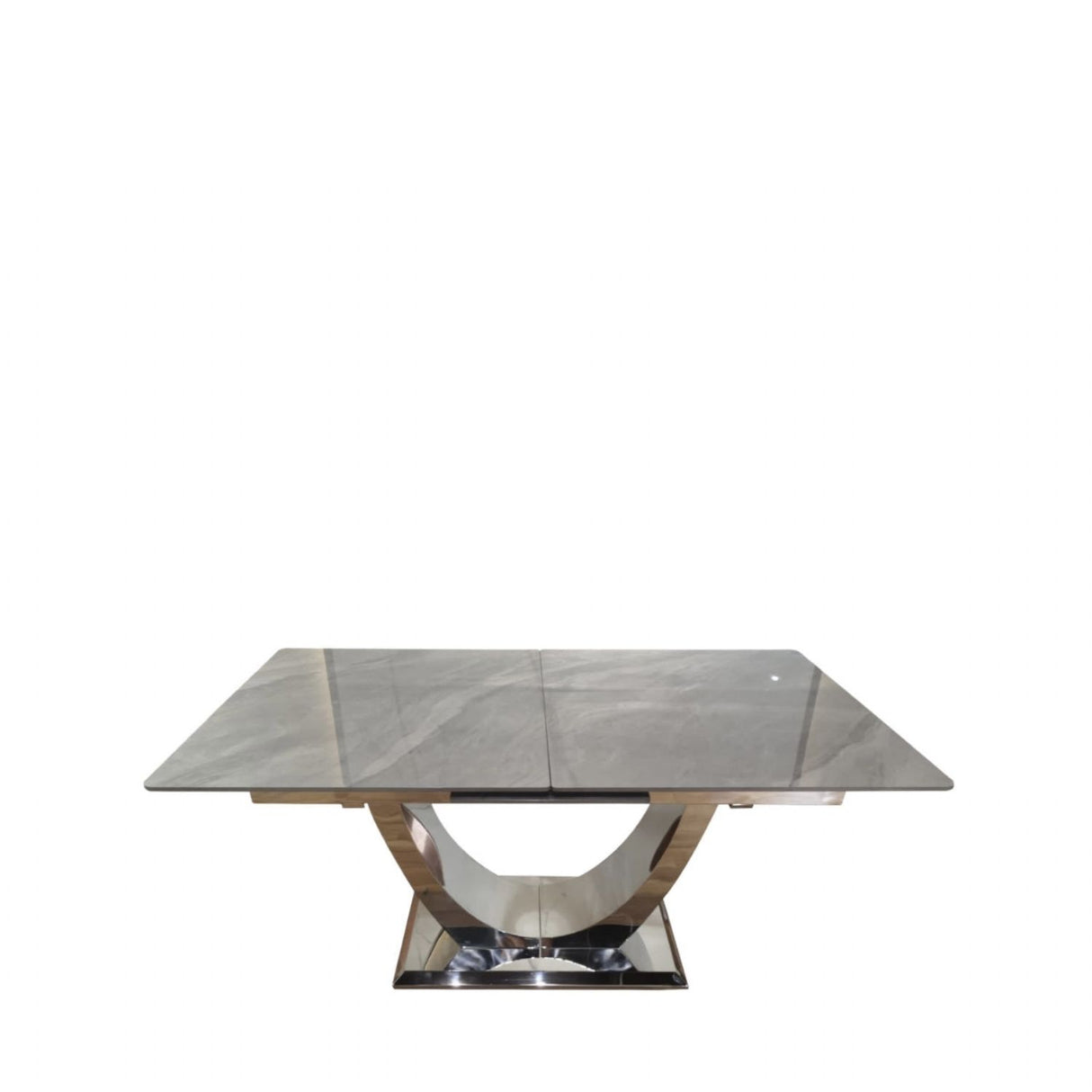 Luxury Grey Ceramic Extending Dining Table 1.6m to 2m with Chrome Pedestal Base