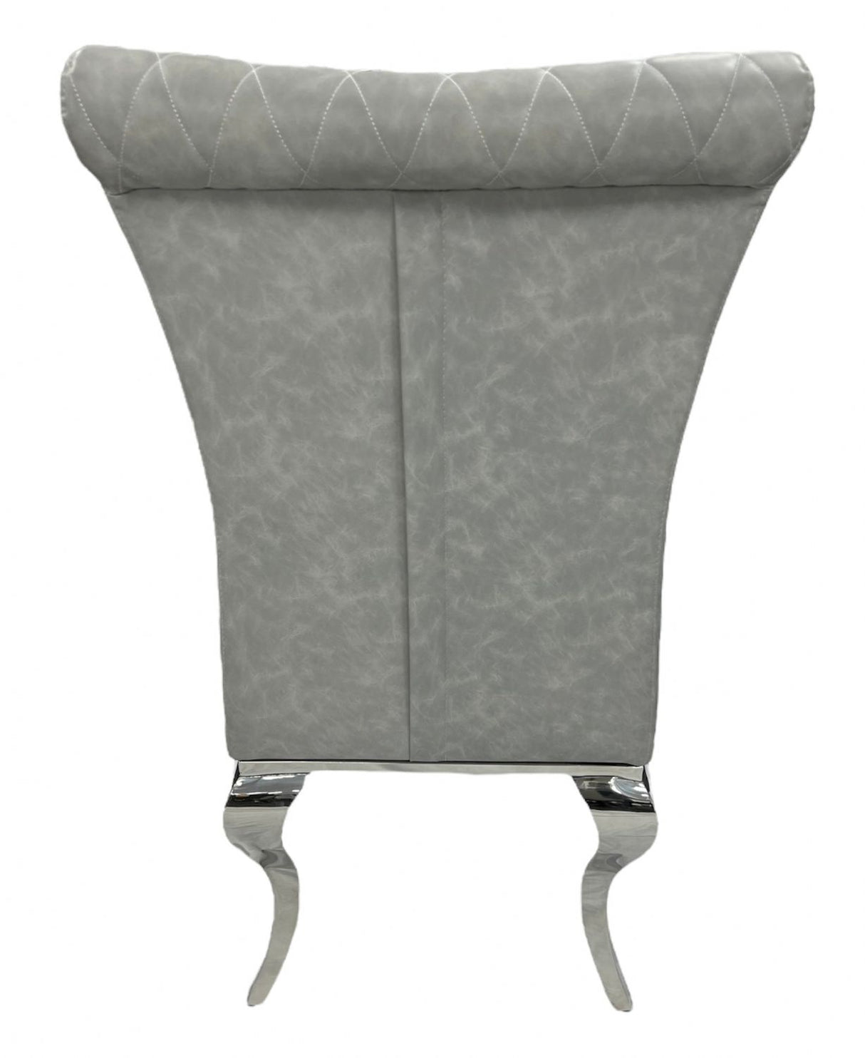 Modern Light Grey PU Leather Dining Chair with Chrome Legs