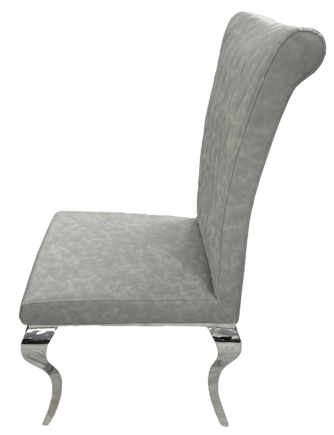 Modern Light Grey PU Leather Dining Chair with Chrome Legs