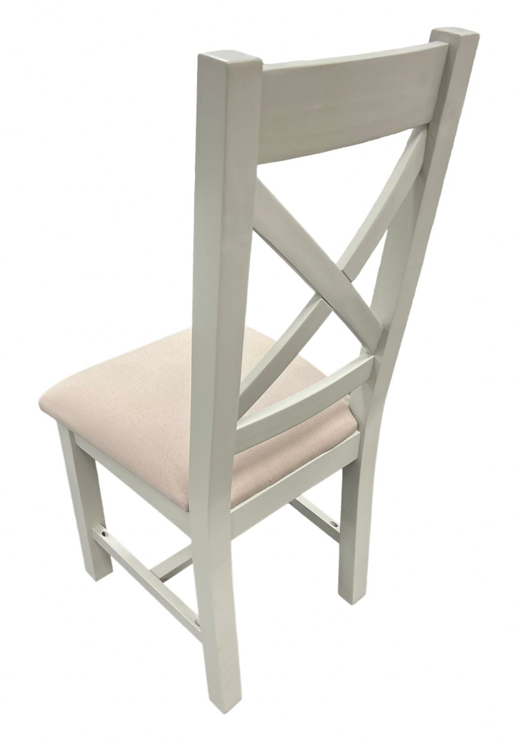 Modern Light Grey Cross Back Dining Chair with Cream Fabric Seat