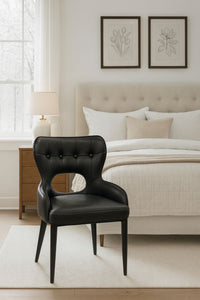 Modern Black PU Upholstered Dining Chair with Black Legs