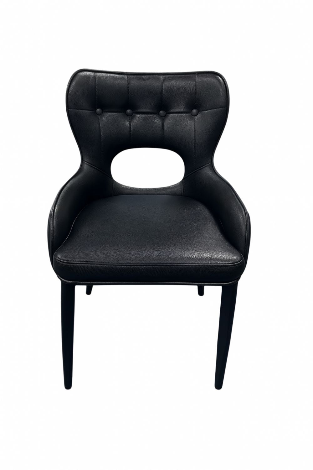 Modern Black PU Upholstered Dining Chair with Black Legs