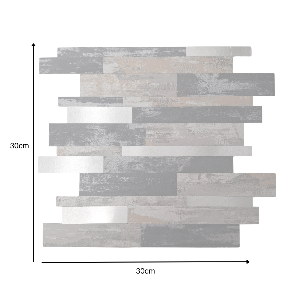 Self Adhesive 3D Mosaic Wall Tiles - Slate - 30cm x 30cm (10 pack)