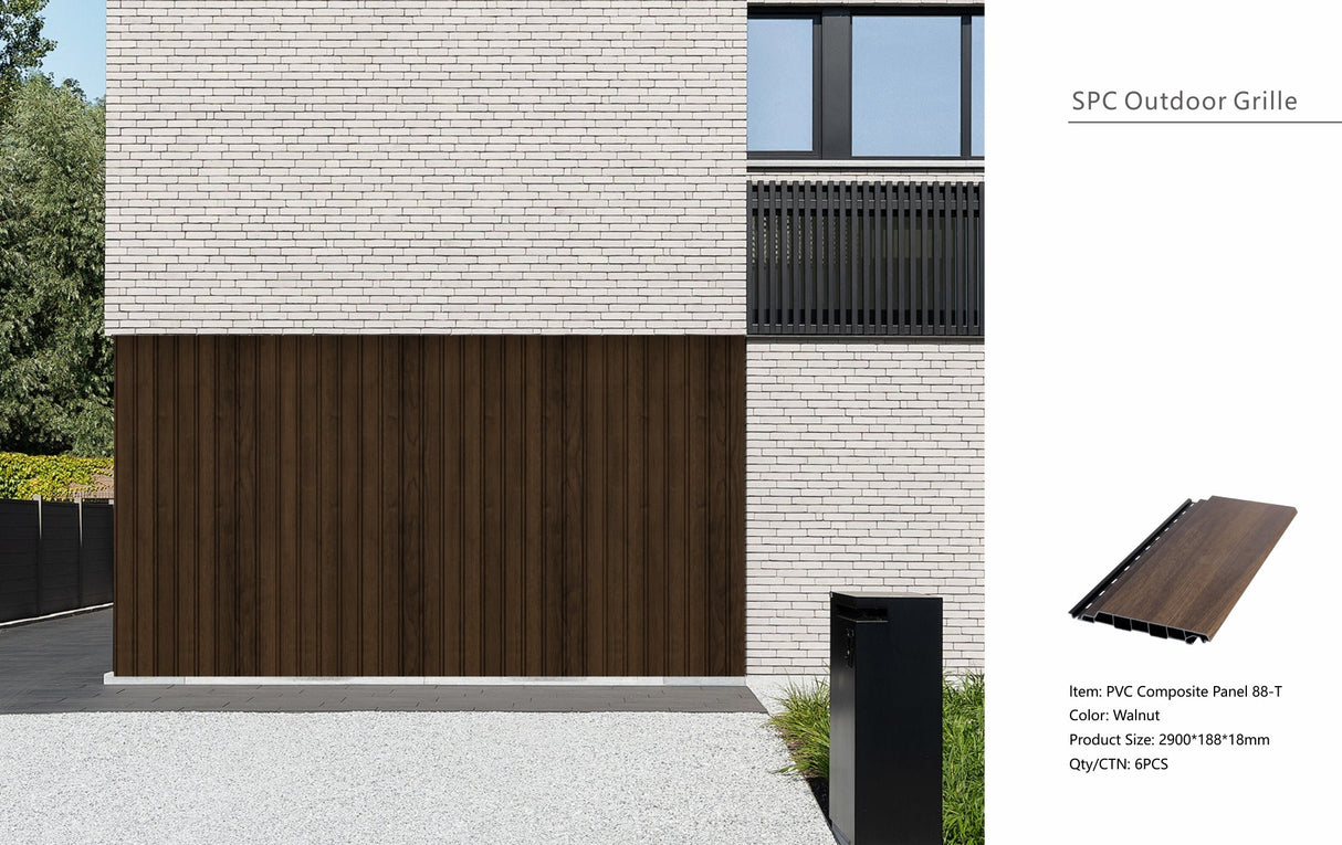 Walnut Composite Slat Outdoor Panel 290cm