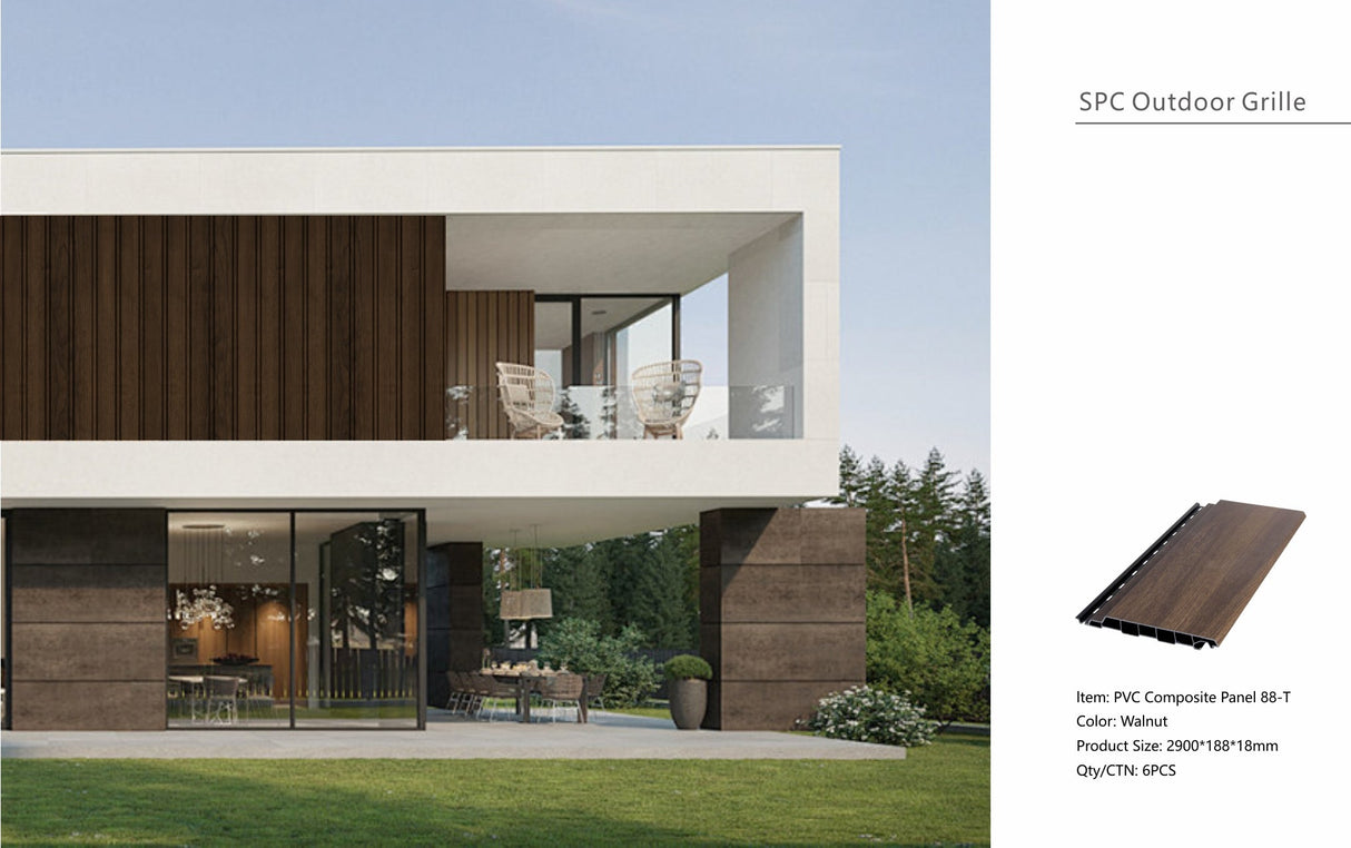 Walnut Composite Slat Outdoor Panel 290cm