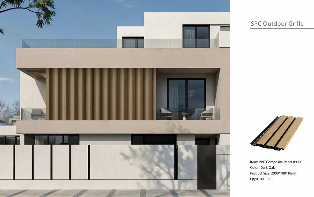 Dark Oak Composite Slat Outdoor Panel 290cm