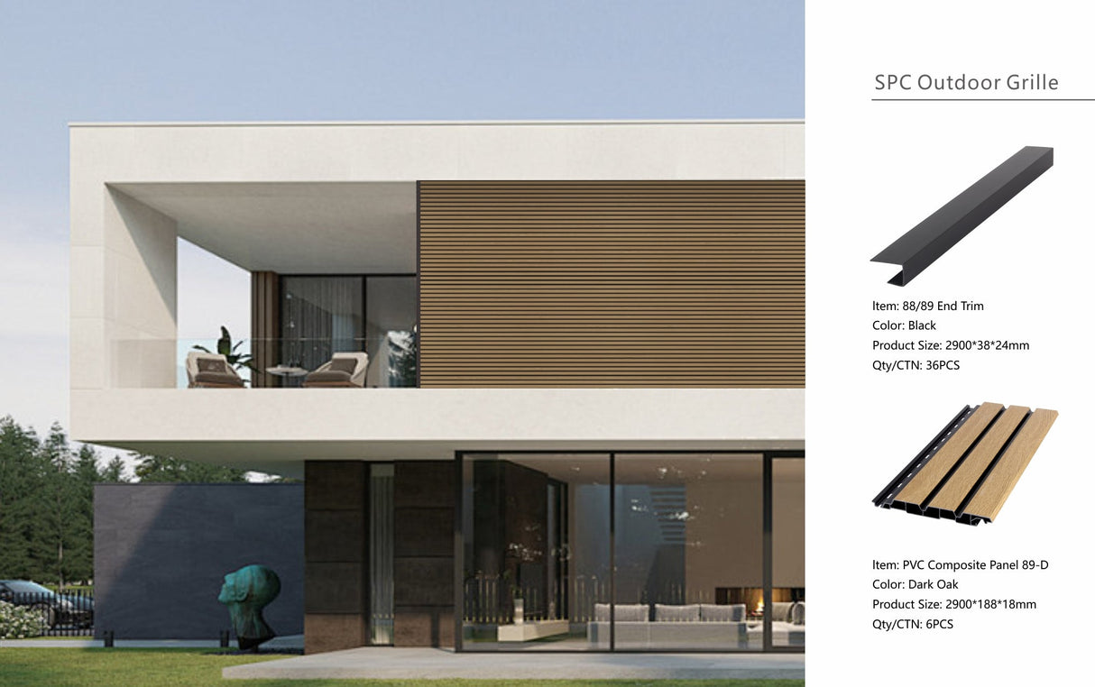 Dark Oak Composite Slat Outdoor Panel 290cm