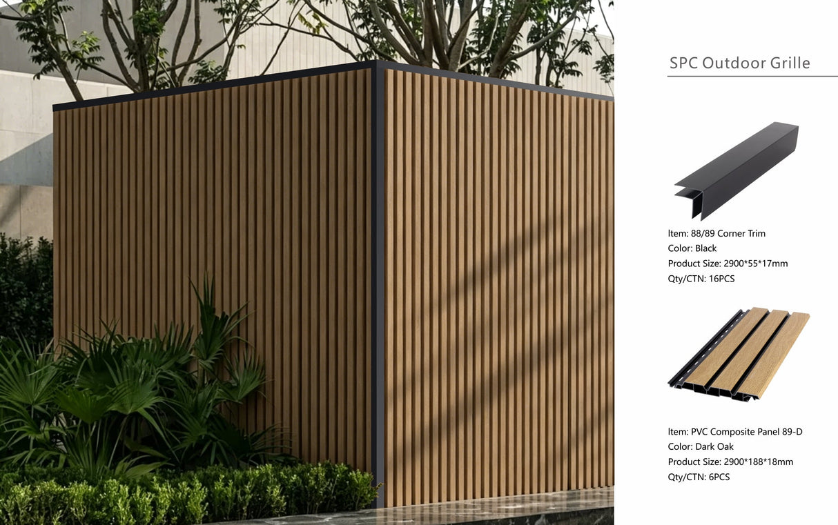 Dark Oak Composite Slat Outdoor Panel 290cm