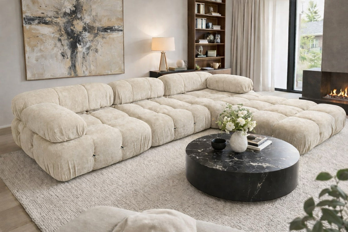 Modern Ivory Modular Compression Sofa