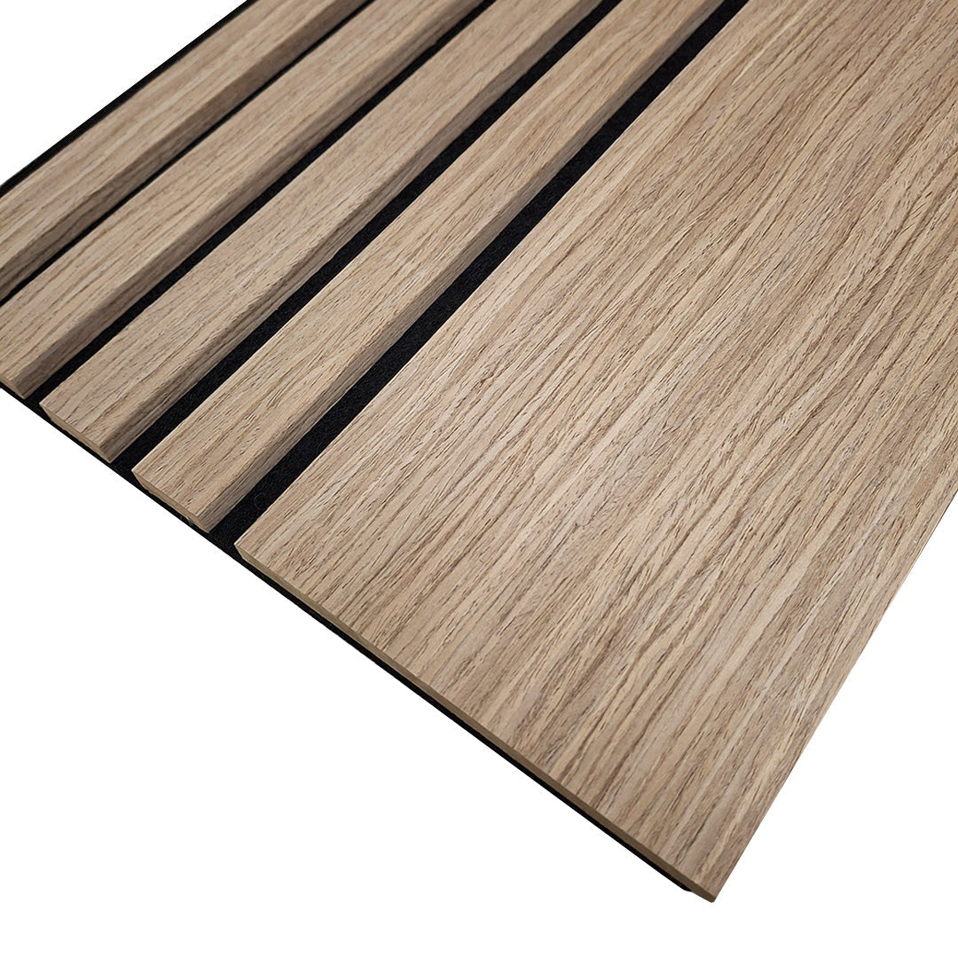 Multi Width Acoustic Wood Veneer Wall Panels - 3-sided - 240cm x 30cm (2 pack) - Walnut