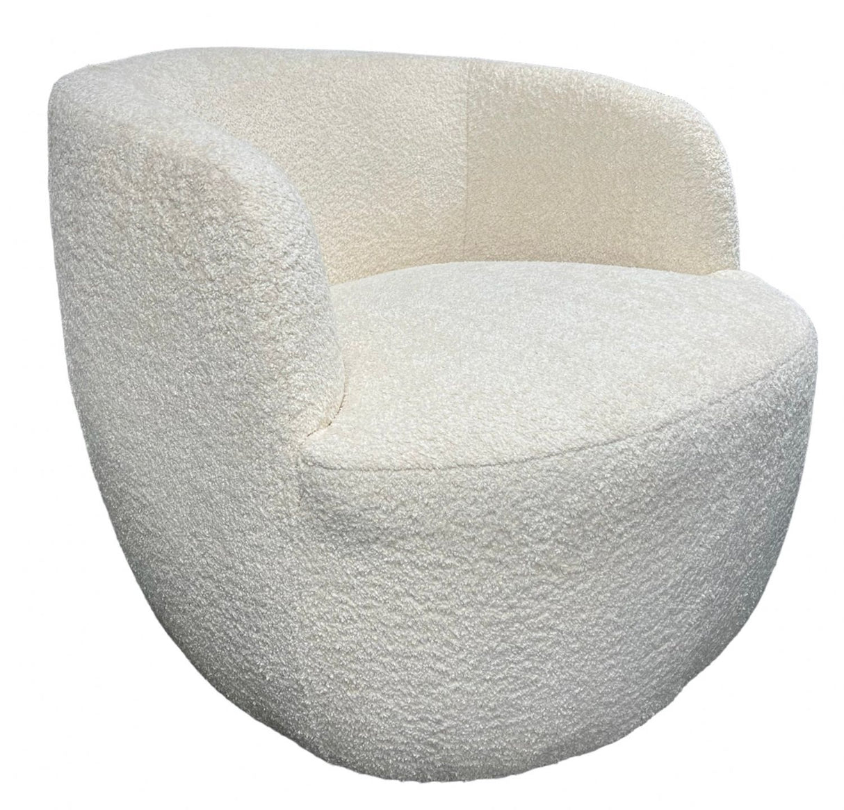 Modern Ivory Boucle Swivel Tub Chair with 360 Degree Rotation