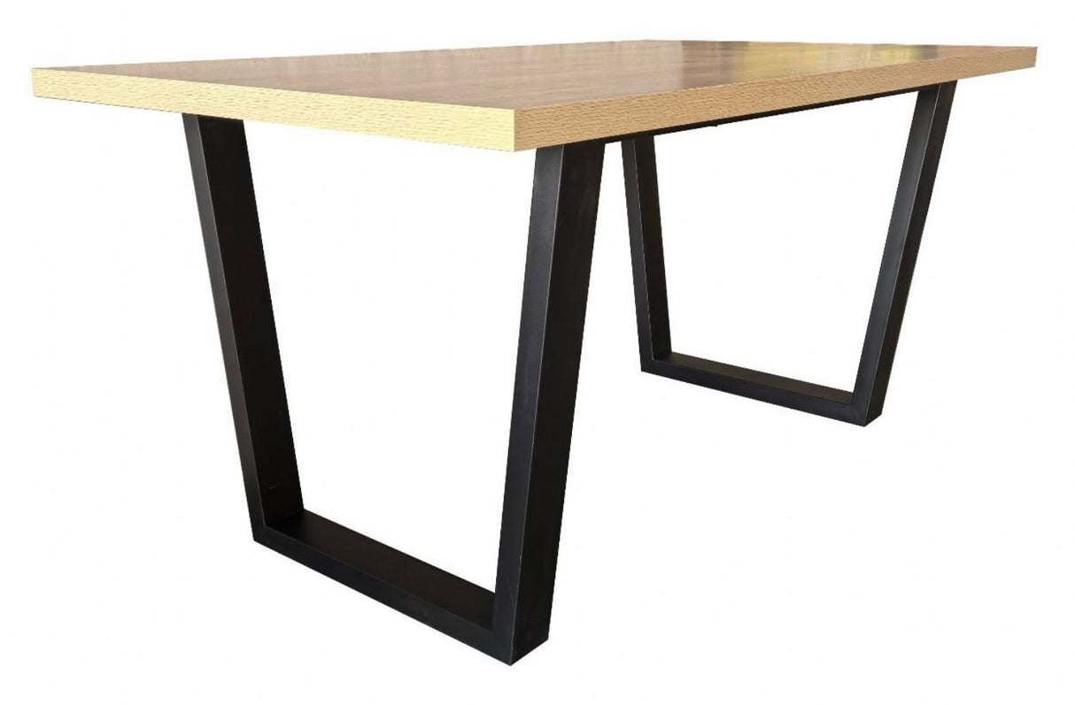Industrial Large Oak Effect 180cm Rectangular Dining Table with Black Metal Legs