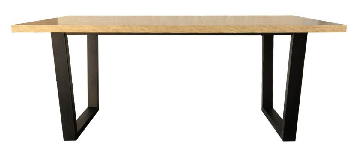 Industrial Large Oak Effect 180cm Rectangular Dining Table with Black Metal Legs