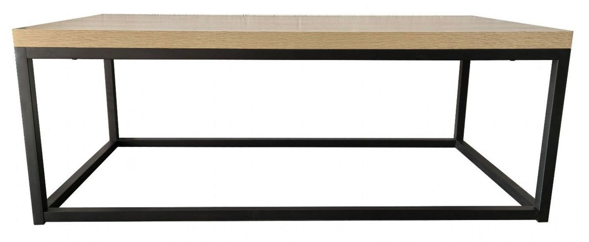 Industrial Oak Effect Coffee Table with Black Metal Frame