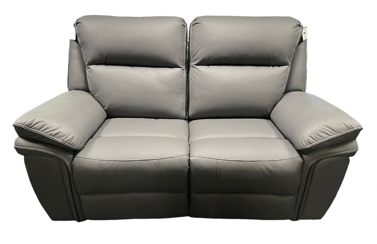 Modern Grey Leather Fabric Upholstery 2 Seater Recliner Sofa