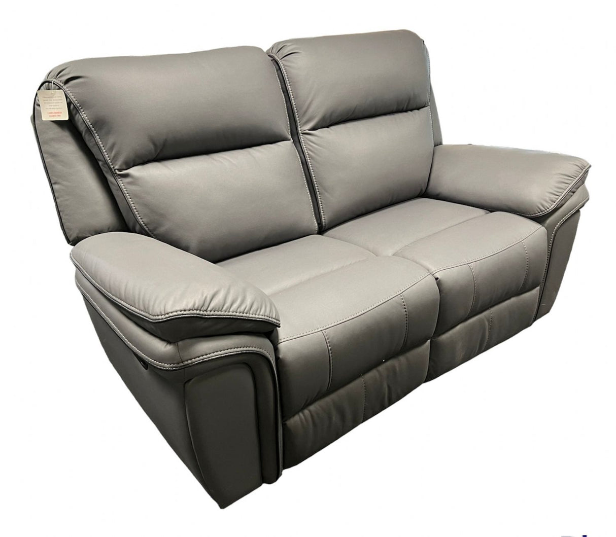 Modern Grey Leather Fabric Upholstery 2 Seater Recliner Sofa