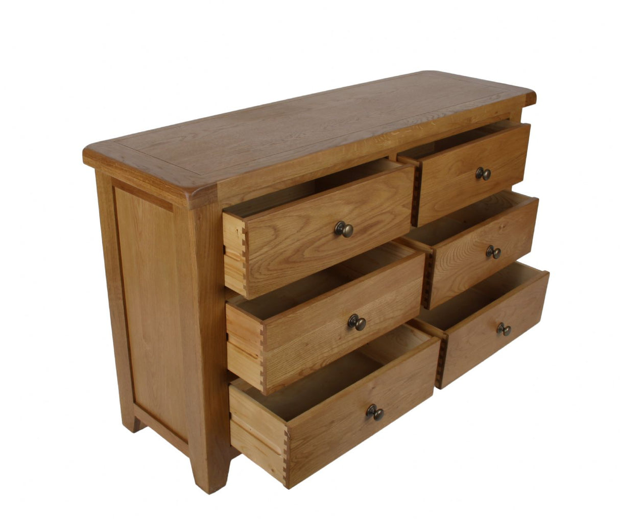 Natural Oak 6 Drawer Chest with Spacious Bedroom Storage