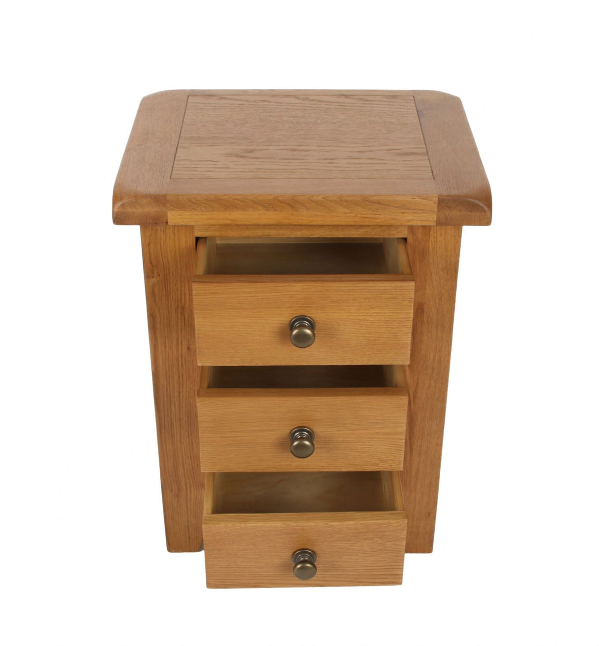 Rustic Oak 3 Drawer Bedside Table with Storage
