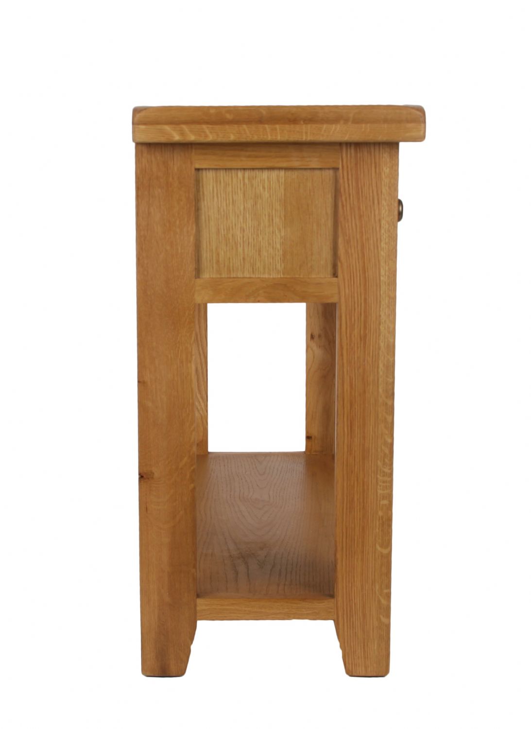 Natural Oak 2 Drawer Console Table with Open Storage Shelf