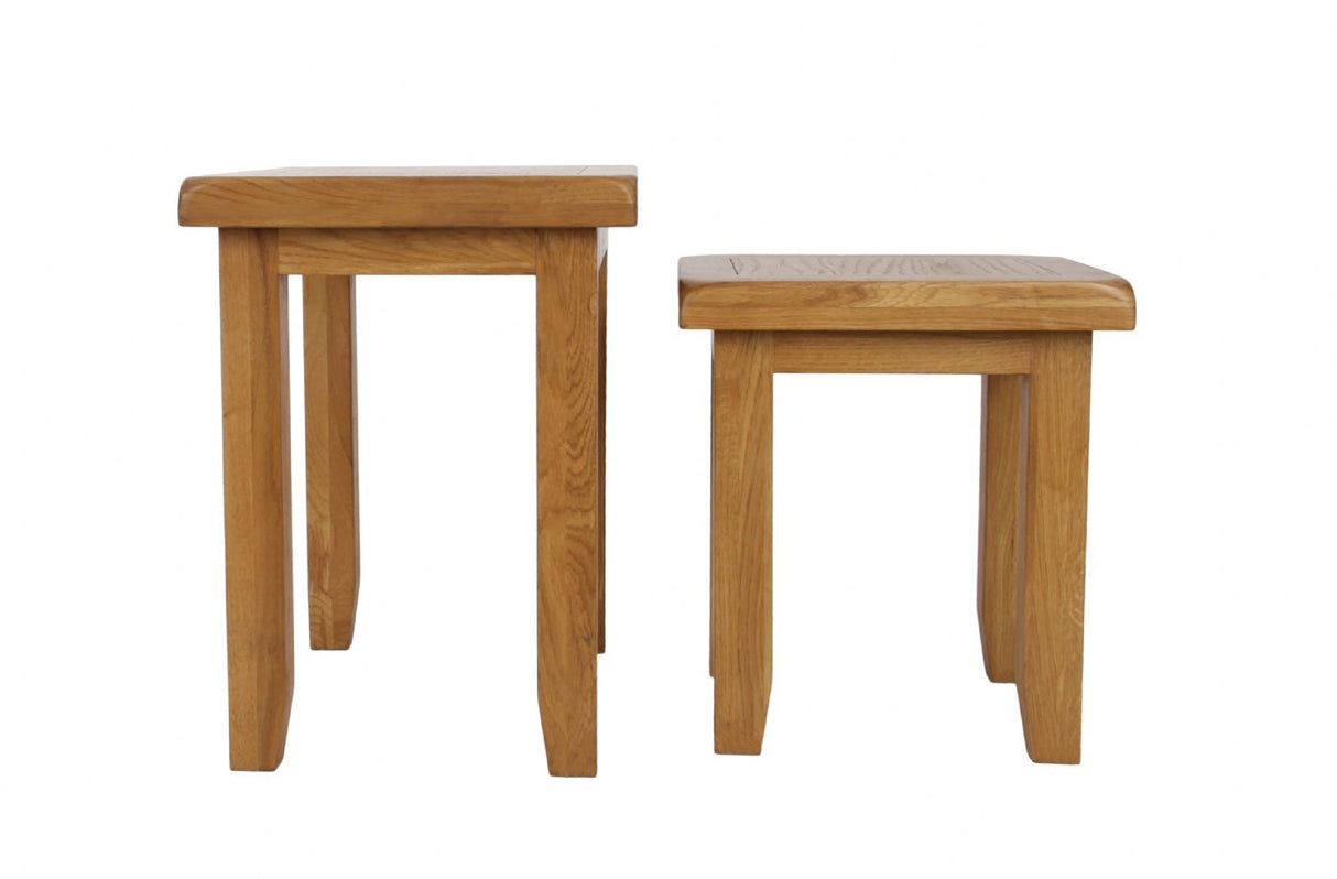 Natural Oak Compact Living Room Nest of 2 Tables