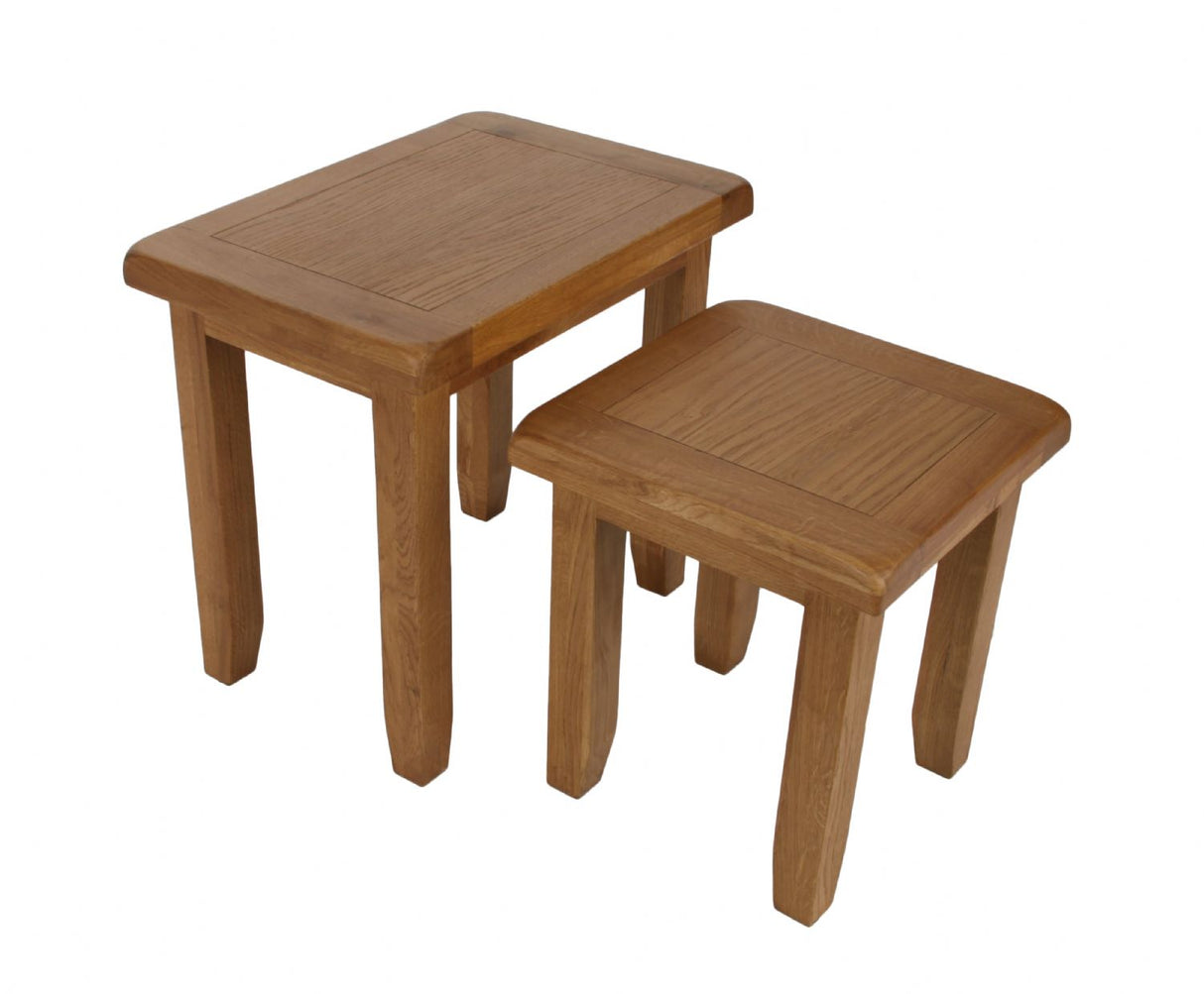 Natural Oak Compact Living Room Nest of 2 Tables