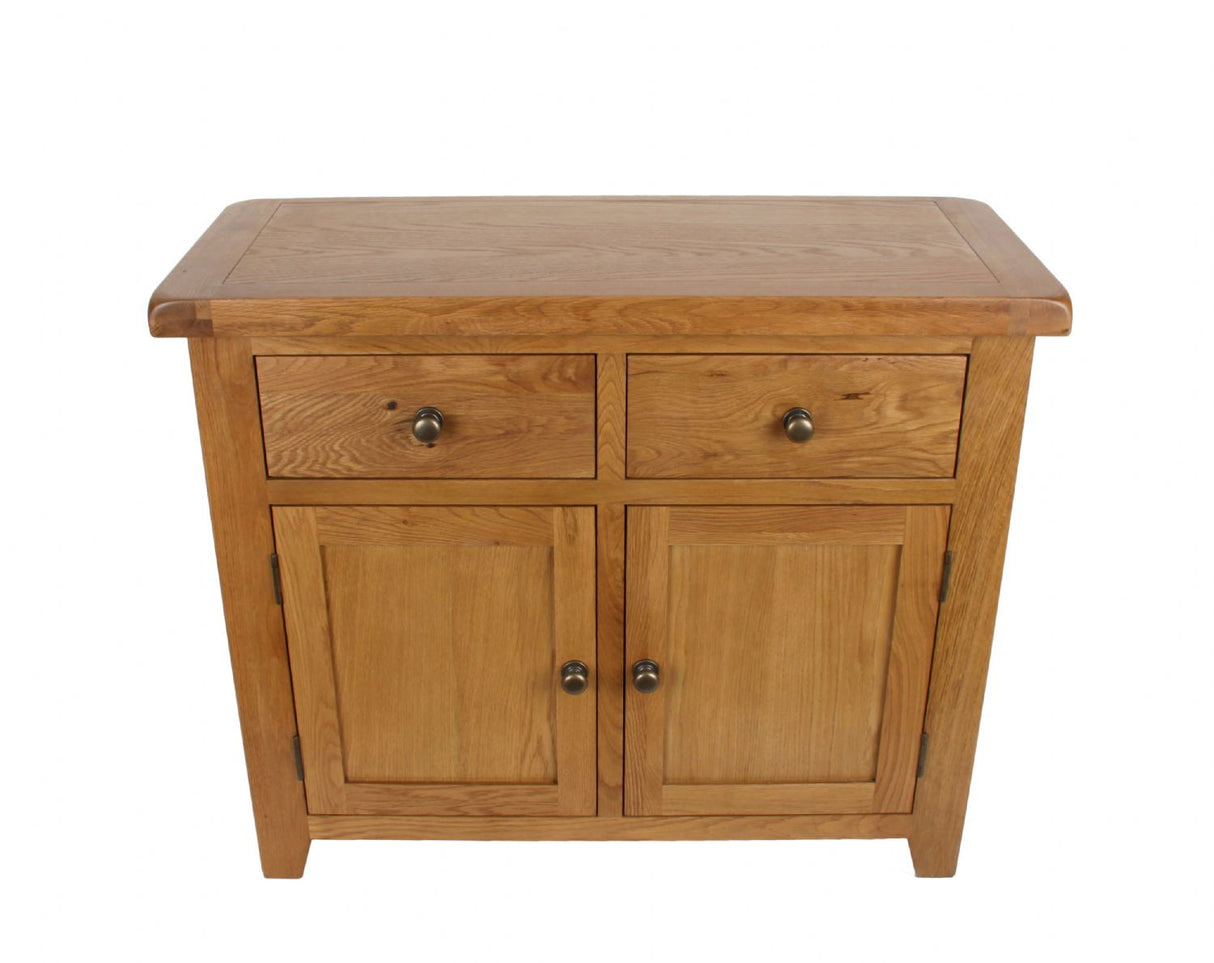 Natural Oak Small 2 Door 2 Drawer Sideboard Cabinet