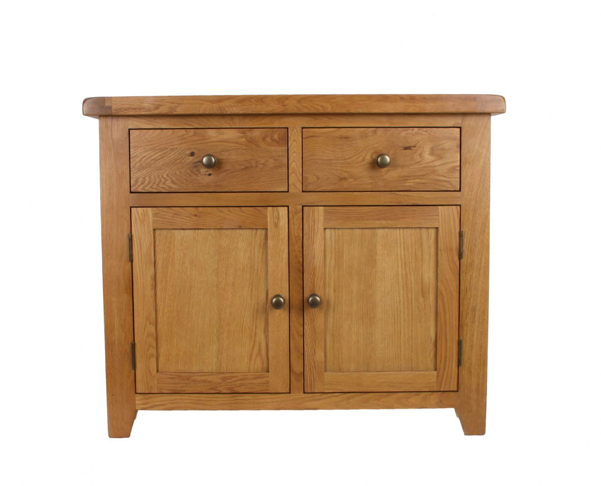 Natural Oak Small 2 Door 2 Drawer Sideboard Cabinet