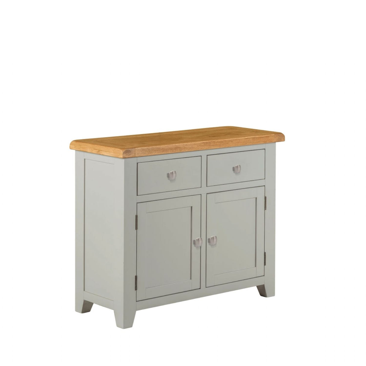 Modern Light Grey Painted Oak 2 Door 2 Drawer Small Sideboard