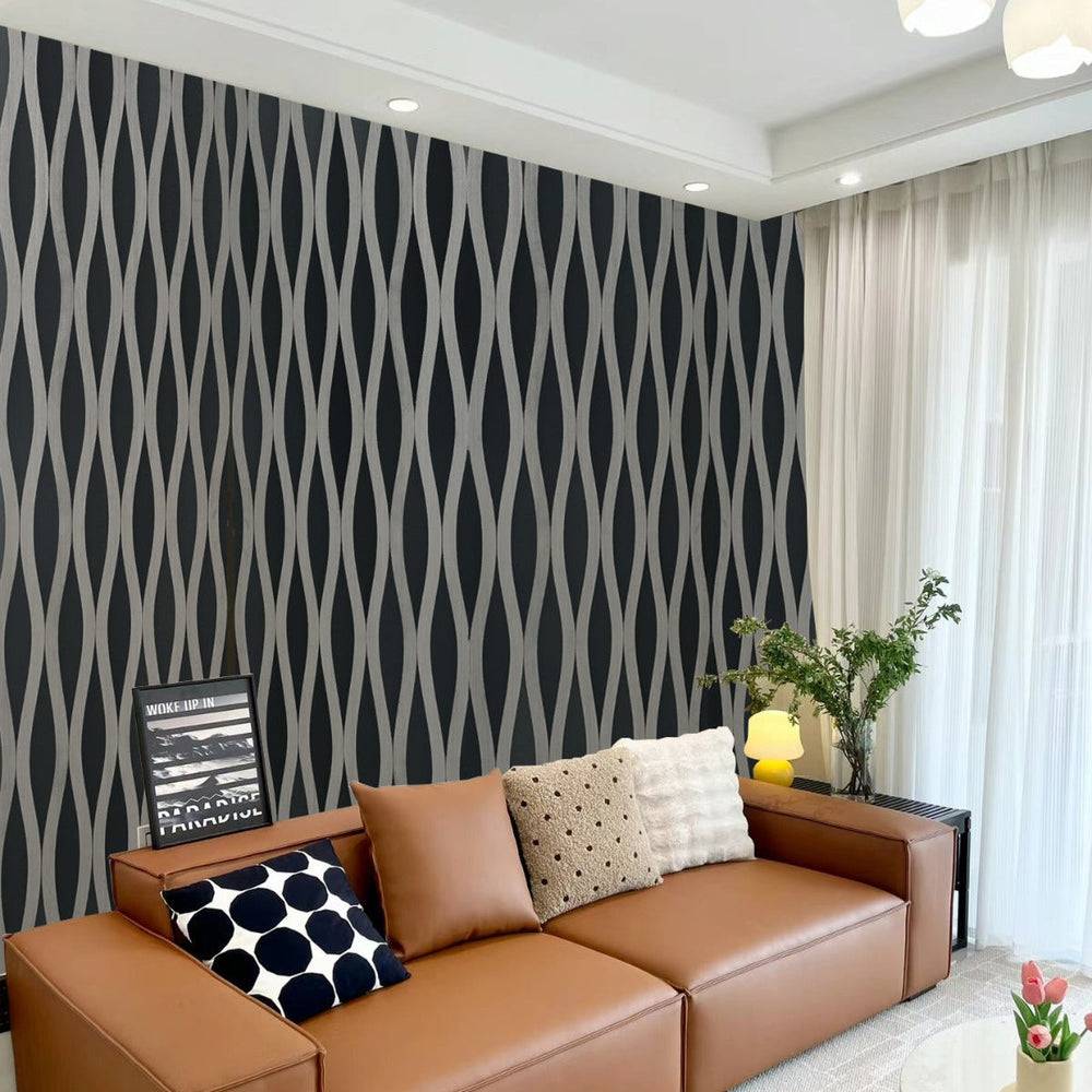 Dark Grey Waves Premium Acoustic Wall Panel 60 x 240cm