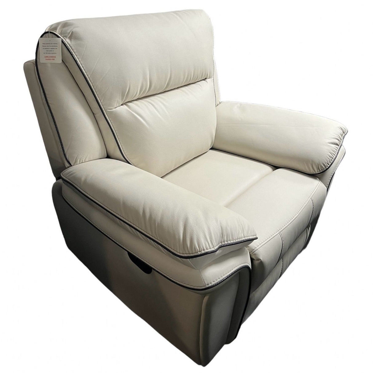 Modern Ivory Leather Fabric Upholstery Sofa Recliner Armchair