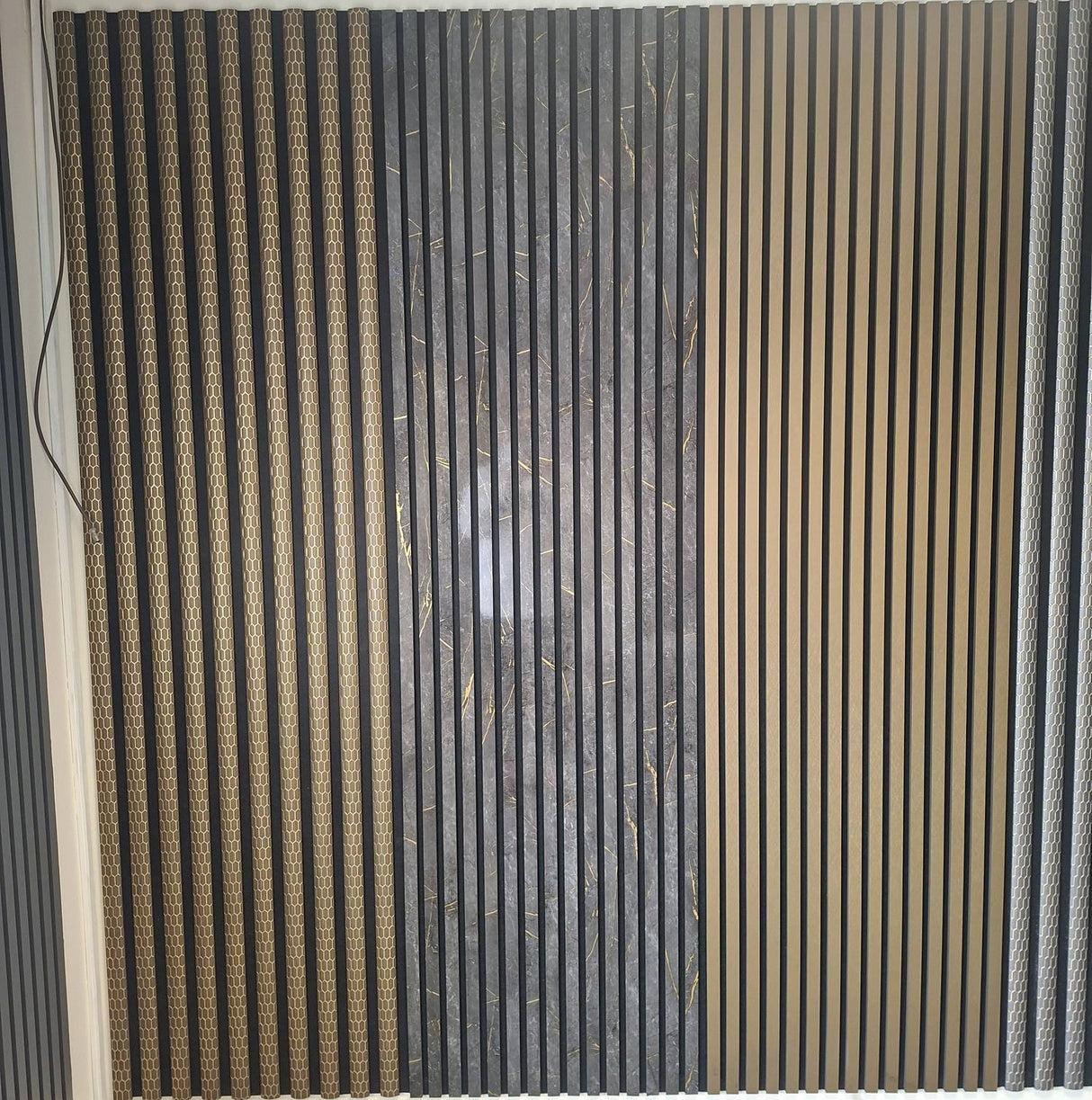 Gold and Black Marble Acoustic Wall Panel 60 x 280cm