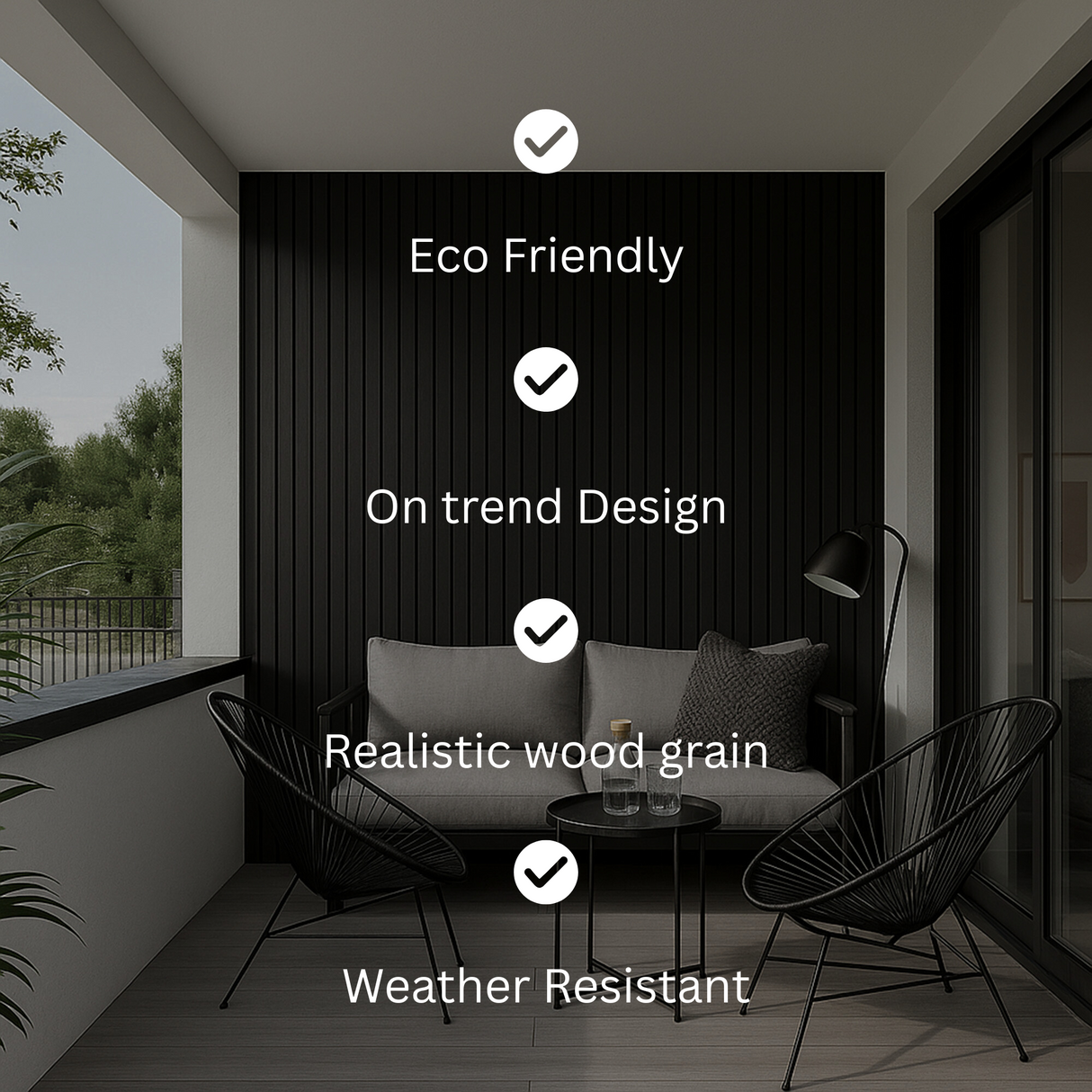 Composite Exterior Slat Wall Cladding - Waterproof, UV-Resistant - Standard Slat
