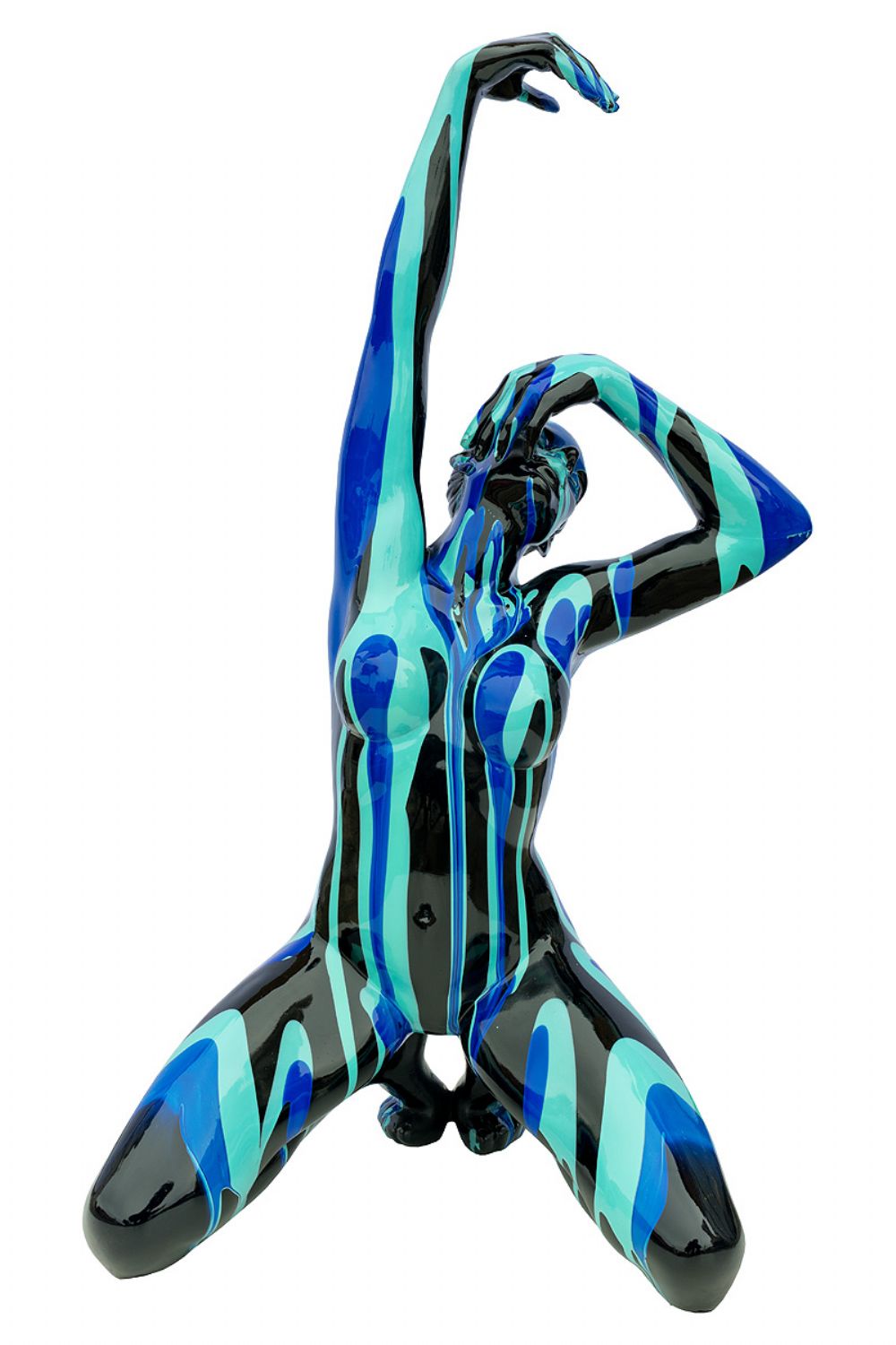 Amorous Black and Blue Yoga Lady Sculpture