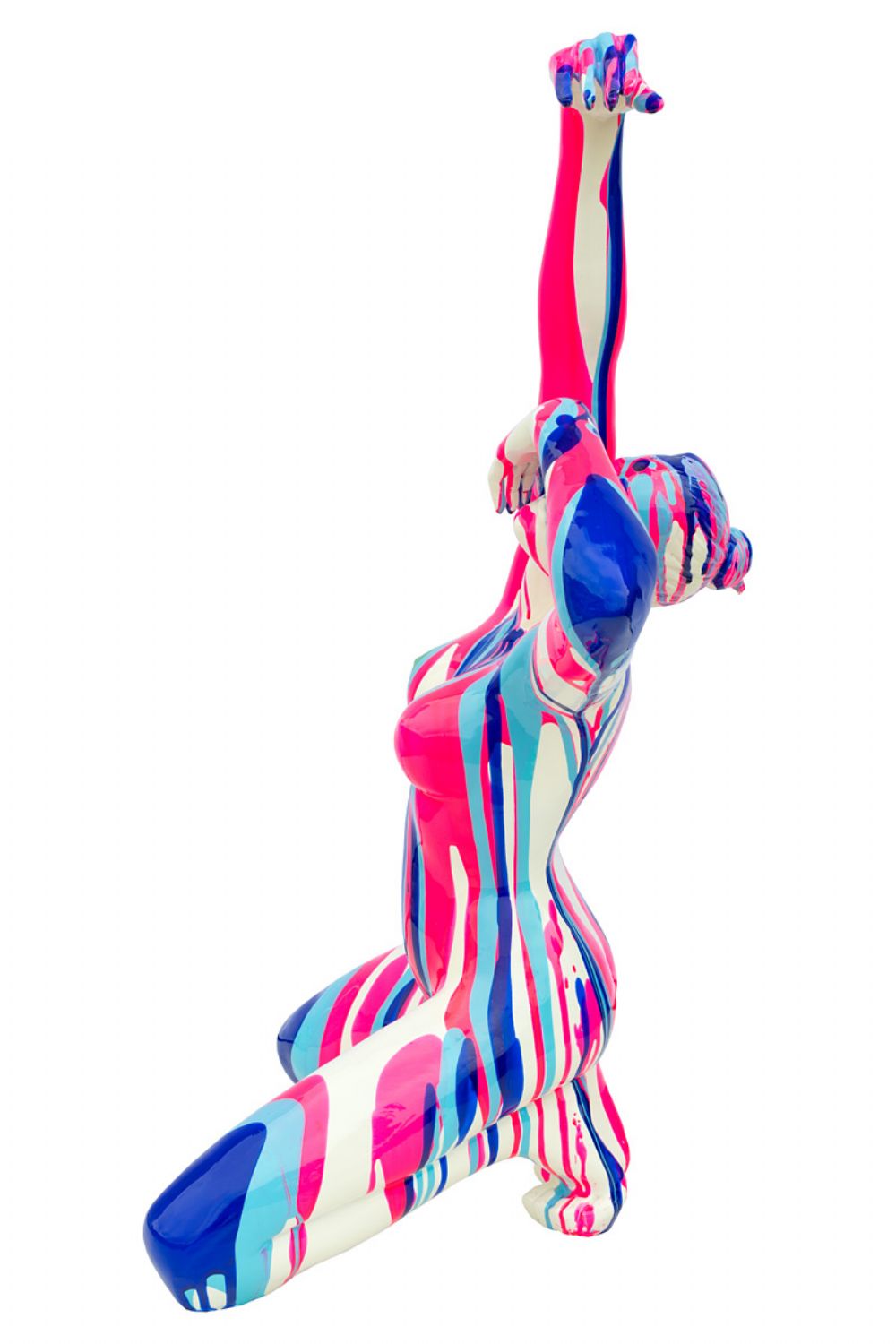Amorous Pink and Blue Yoga Lady Sculpture
