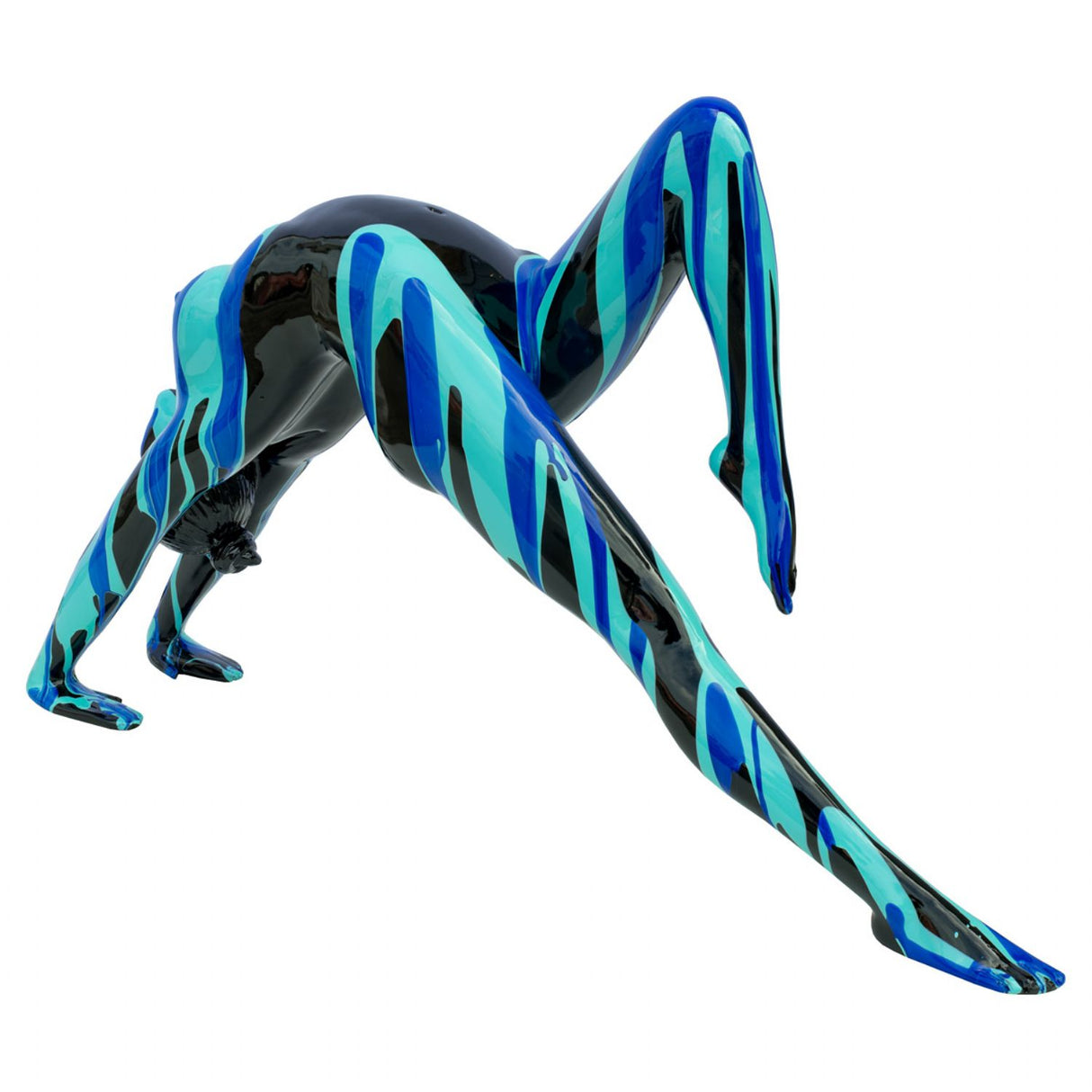 Amorous Black and Blue Stretching Yoga Lady Sculpture