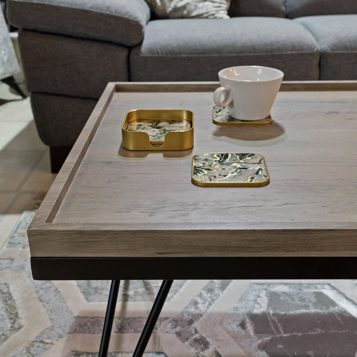 Antique Grey Wood Effect Coffee Table