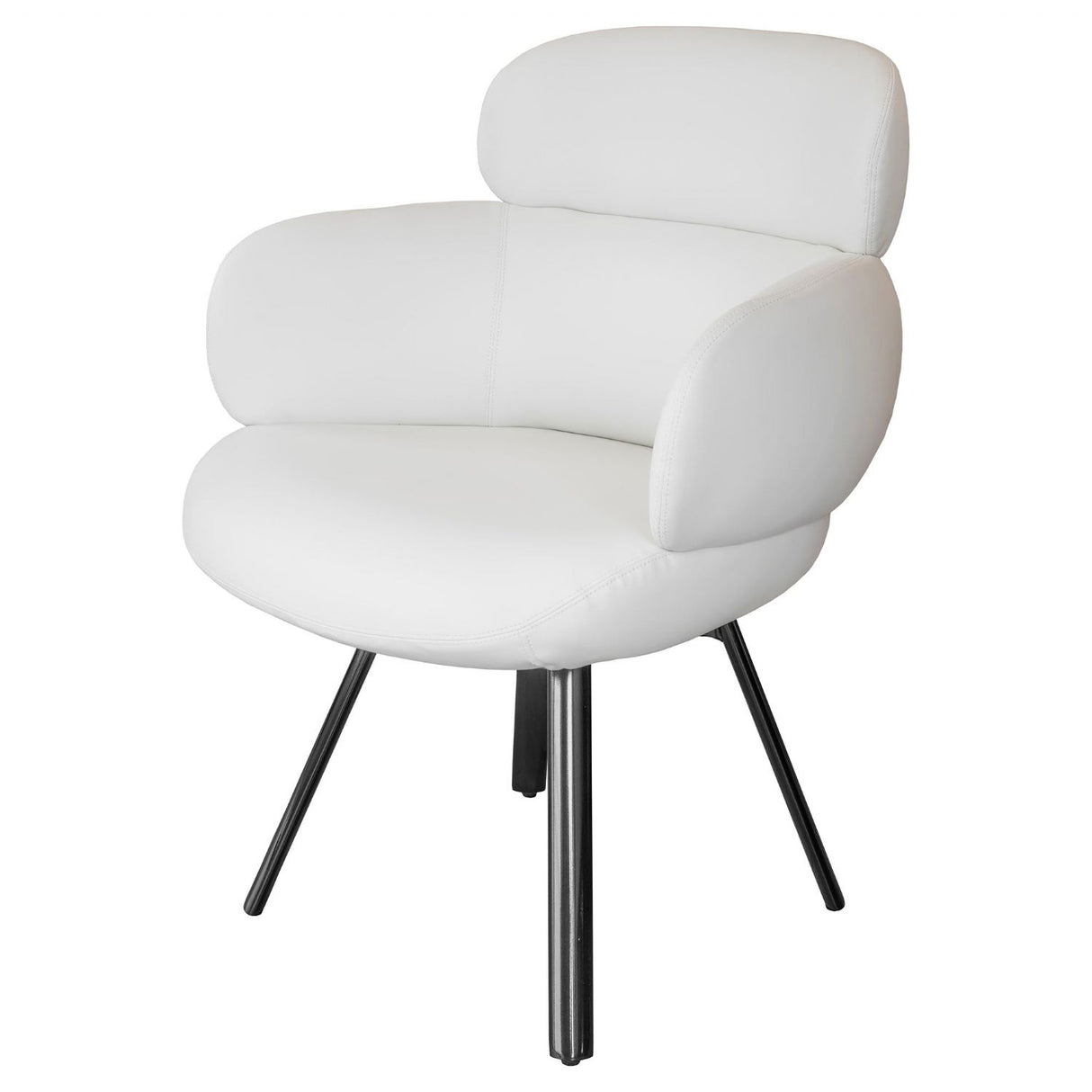 Ivory Fabric Swivel Lounge Chair Black Metal Legs