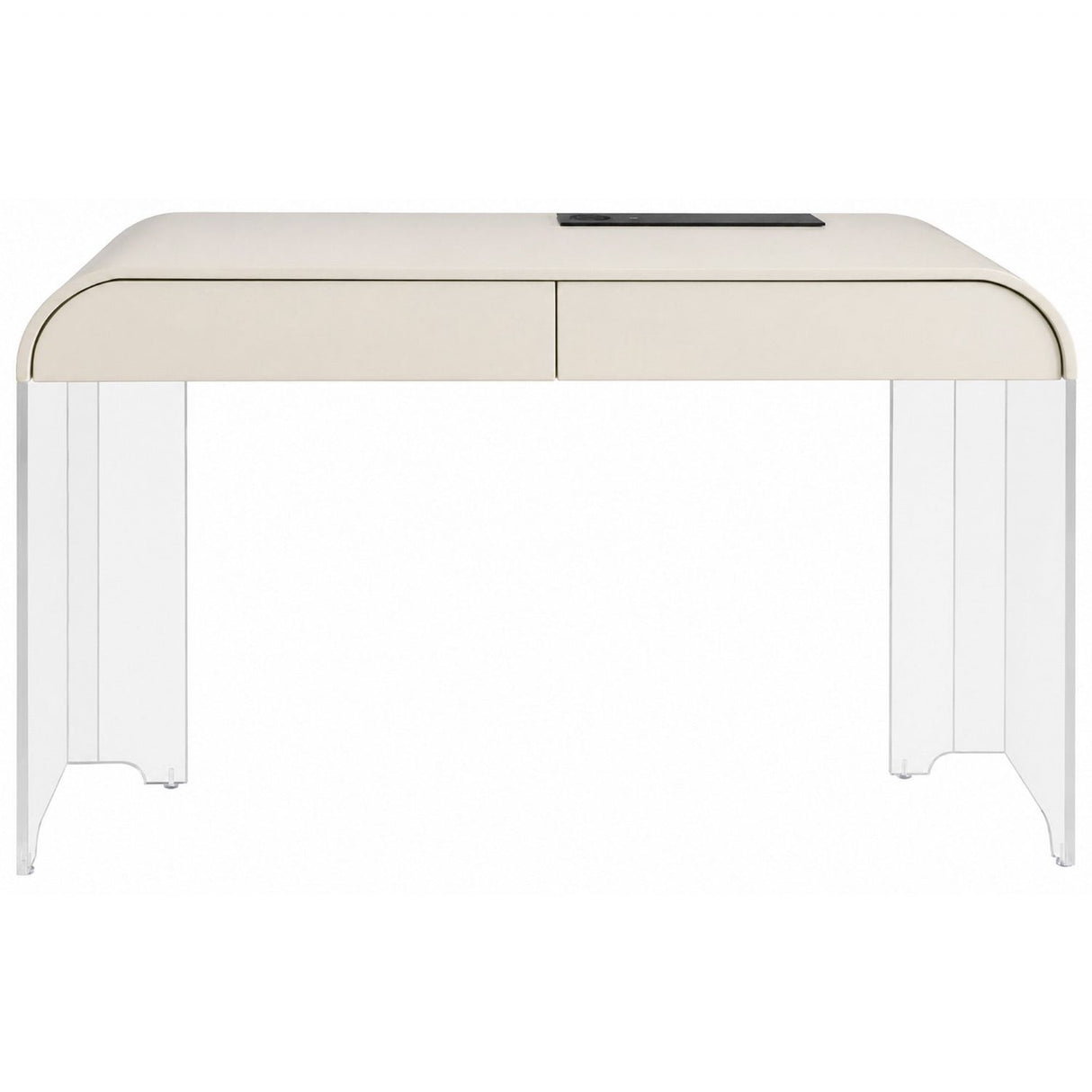 Taupe Acrylic 2 Drawer Curved Desk with USB