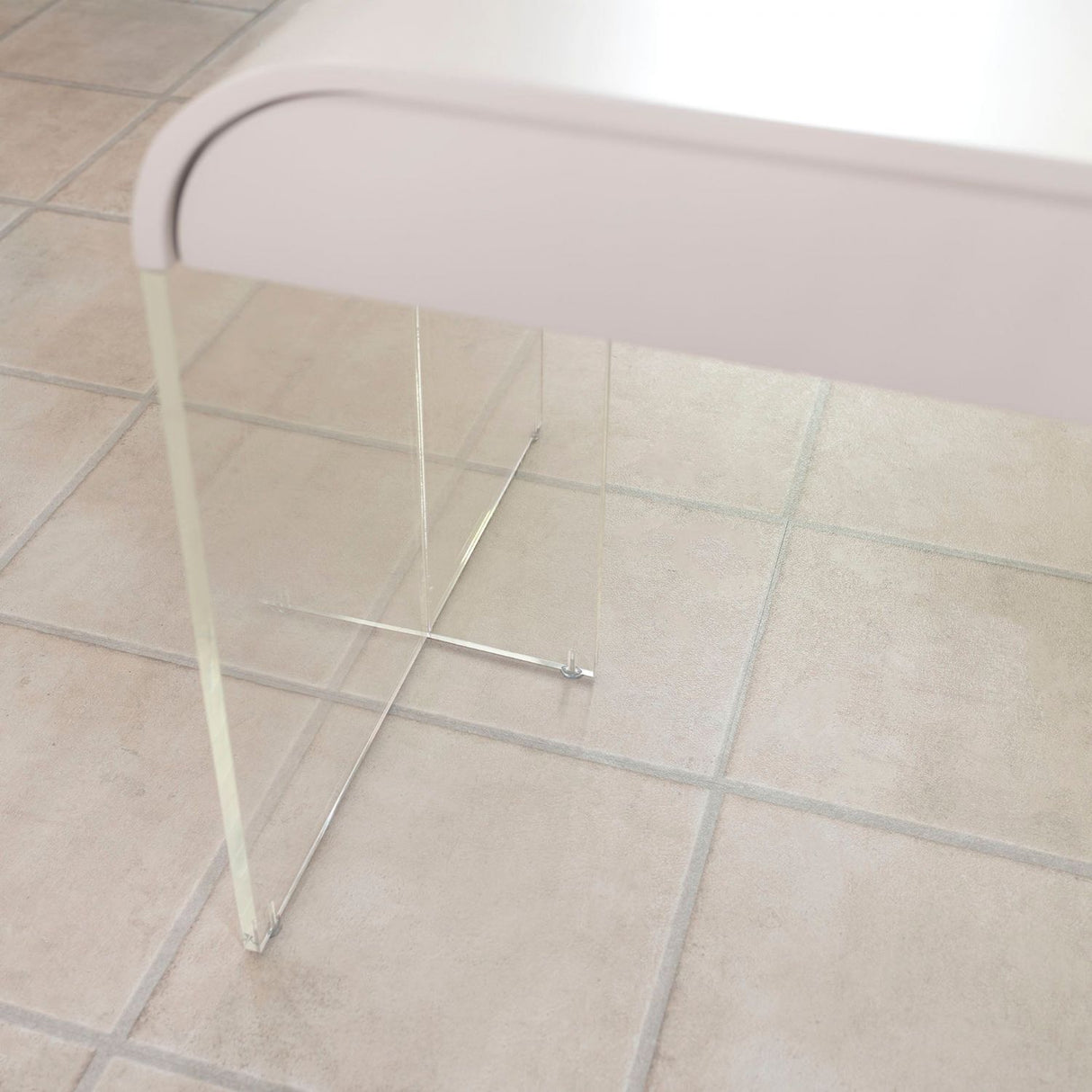 Taupe Acrylic Curved 1 Door 3 Drawer Arc Writing Desk