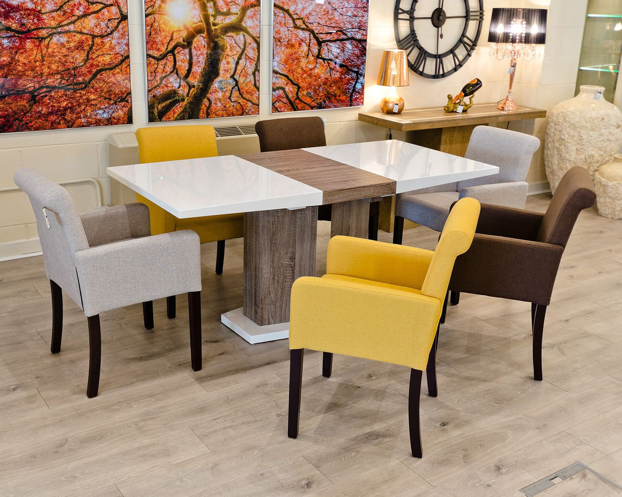 High Gloss Wood Effect Extending Dining Table