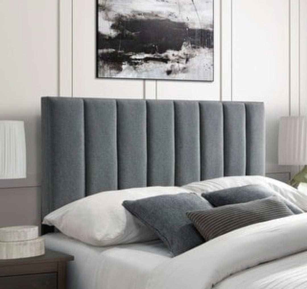 Grey Velvet Divan Bed Set with Headboard and Mattress