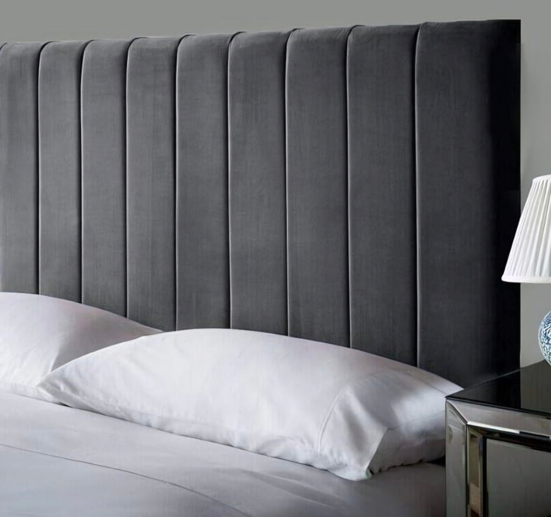 Grey Velvet Divan Bed Set with Headboard and Mattress