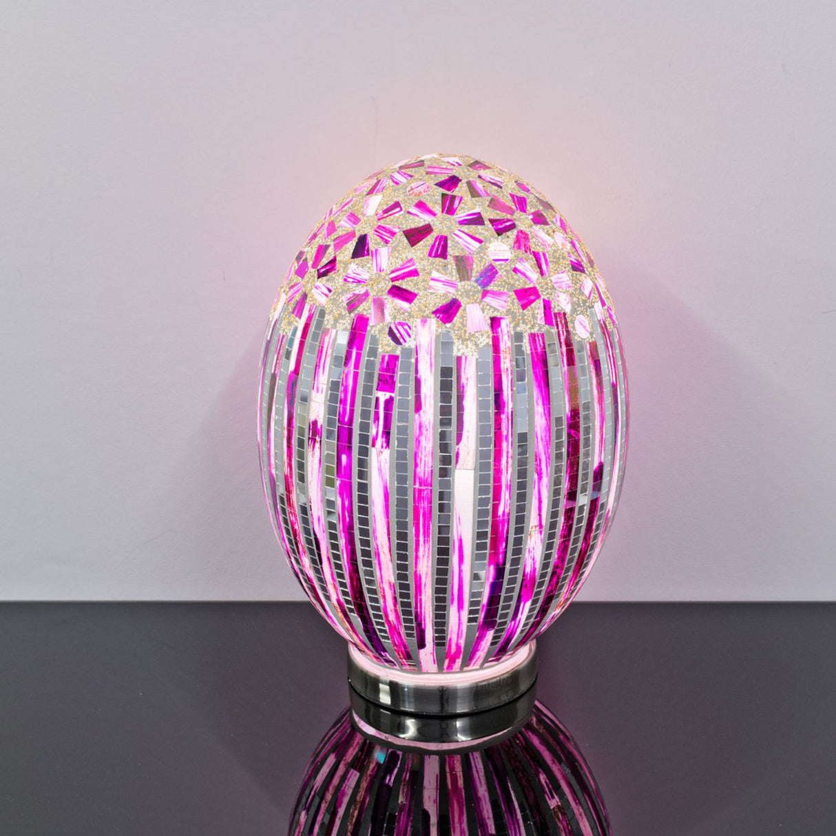 Large Mosaic Glass Egg Lamp – Rose Deco