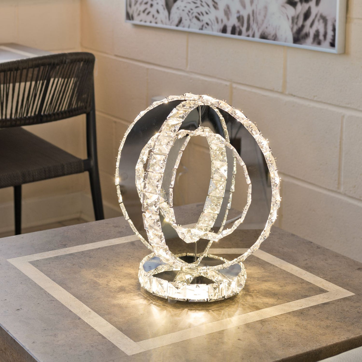 Glass Crystal Double Ring Light