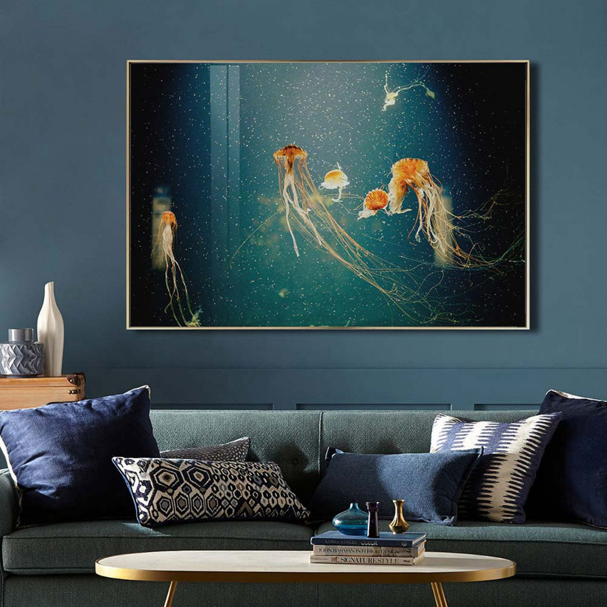 Jellyfish Glass Wall Art Picture