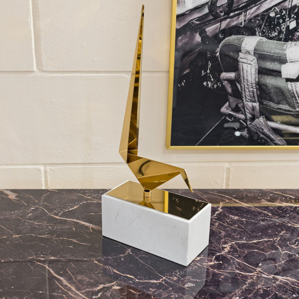 Long Tailed Tit on Small Marble Plinth