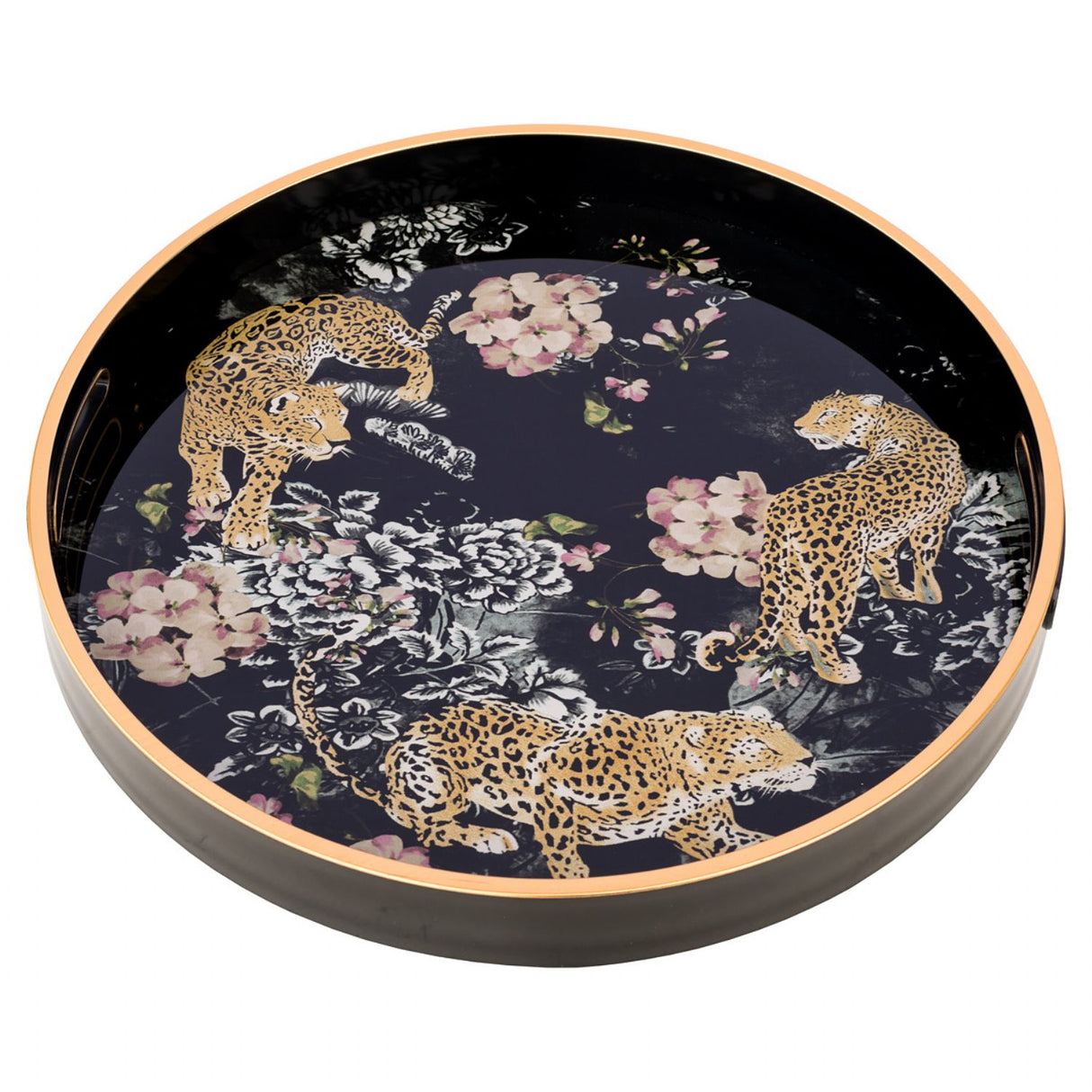 Circular Tray Set With Leopard Design